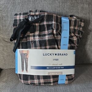 Lucky Brand Black Plaid Men's Sleep Fleece Pants, Large(36-38), New.